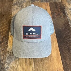 Simms Gray Mesh Cap with Logo Patch